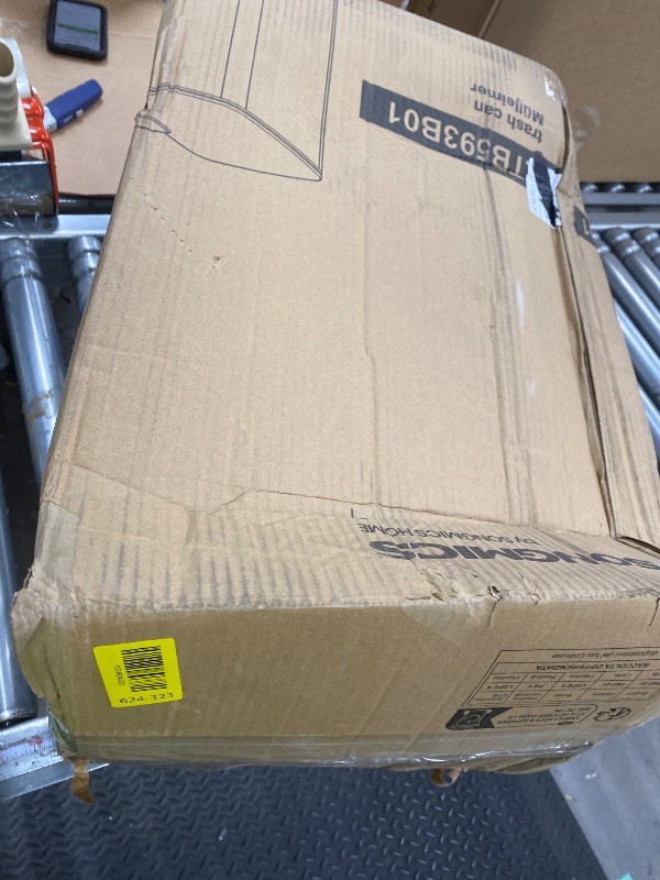Photo 1 of ***DAMAGED -DENTEED/BENT -SELLING AS IS *** SONGMICS Kitchen Trash Can, 8-Gallon (30 L) Trash Bin, Stainless Steel Garbage Can, with Inner Bucket, Soft Close and Stays Open, Ink Black ULTB593B01