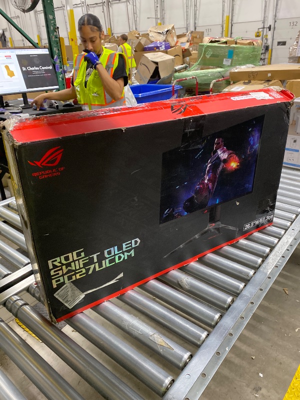 Photo 1 of *** NO RETURN - NO REFOUND*** ASUS ROG Swift 27” 4K QD-OLED Gaming Monitor (PG27UCDM) - 240Hz, 0.03ms, Custom Heatsink, Neo Proximity Sensor, G-SYNC Compatible, 99% DCI-P3, True 10-bit color, DisplayPort 2.1a UHBR20, 3 yr warranty
