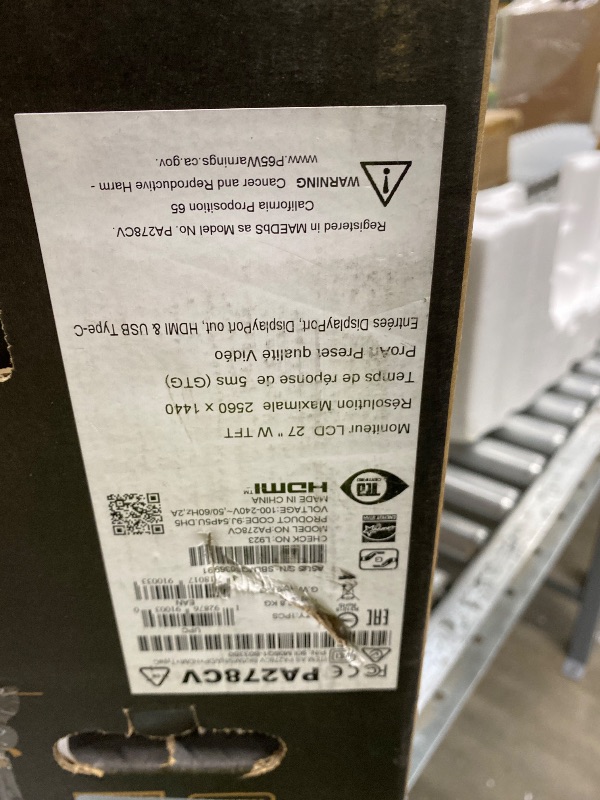 Photo 1 of *** NO RETURN - NO REFOUND*** ASUS ProArt Display 27" Monitor PA278CV - WQHD (2560 x 1440), IPS, 100% sRGB, 100% Rec. 709, ?E < 2, Calman Verified, USB Hub, USB-C, DisplayPort Daisy-Chaining, HDMI, Eye Care, Height Adjustable