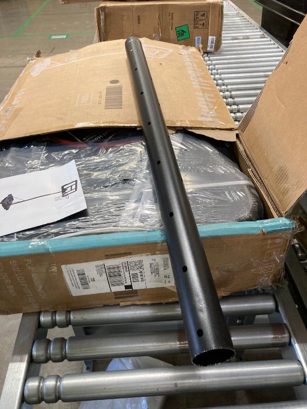 Photo 1 of ***DAMAGED POLE -SELLING AS IS*** DUMOS 10FT Adjustable Height Portable Basketball Hoop Outdoor for Adult, 44 Inch Shatterproof Backboard w/Shock Absorbent Rim, Fillable Base, 2 Wheels for Swimming Pool/Indoor, Metal, Classic Black
