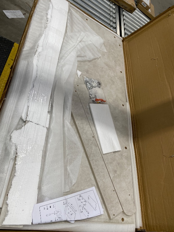 Photo 1 of **DAMAGED SIDES/PARTS ONLY***GLDZI Washer Dryer Countertop with Non-Slip Pad, Wood Washer and Dryer Countertop with Edge Rails for Laundry Room Organization and Storage, 54" L x 27.5" W(Light Grey Marble)