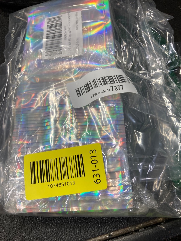 Photo 1 of 100 Pack Holographic Resealable Plastic Bags for Food Storage, Zipper Bags with Clear Front Window, Packaging Pouch for Small Business (100 Pack, 3.6x6.4 inch)