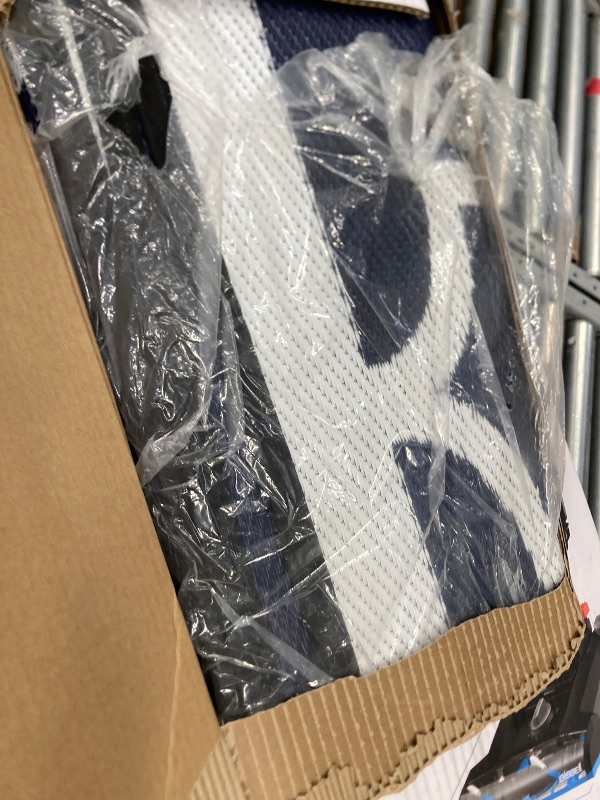 Photo 1 of **NOT IN ORIGINAL BOX***GENIMO 10 ' x 20 ' Outdoor Rug Waterproof for Patio Decor, Foldable Reversible Plastic Straw Area Rugs Mat for Camper, Outside Carpet for Rv, Deck, Porch, Picnic, Beach, Balcony, Blue & White