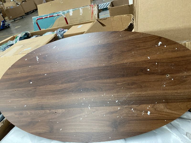 Photo 1 of **PAINT PEELING ON BOTH SIDES***Modern Coffee Table, Oval Wood Coffee Tables Center Table with Metal Leg for Living Room, 47 Inch Living Room Table Accent Furniture (Oval Coffee Table, Black)