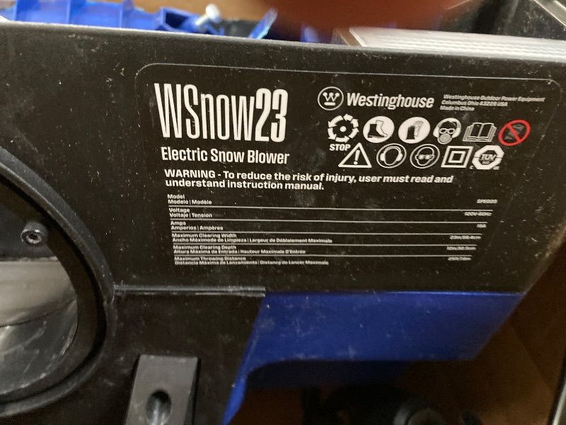 View 3 of **NOT IN ORIGINAL BOX**Westinghouse WSnow23 Corded Snow Blower 23 Inch, Dual LED Lights, 1800W Watt Motor, Electric Snow Blower with 25ft Throwing Distance, Plows 800lbs/min, Adjustable Chute