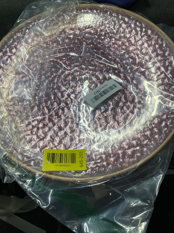 Photo 1 of [Pink Hammered With Gold Rim 4 Pack] 13'' Charger Plates Pink Hammered With Gold Rim Plastic Heavy Duty Disposable Dinner Chargers Serveware Dishes Platters Tableware for parties, Weddings