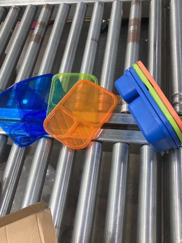 Photo 1 of ***MISSING PIECES-SELLING AS INCOMPLETE SET*** buluker Bento Lunch Box Set 3 Compartment Wheat Straw Meal Prep Food Storage Containers Plastic, Microwave and Dishwasher Safe ?Jewel Brights?