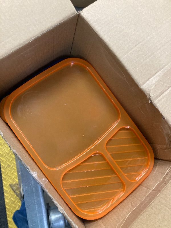 Photo 1 of ***MISSING PIECES-SELLING AS INCOMPLETE SET*** buluker Bento Lunch Box Set 3 Compartment Wheat Straw Meal Prep Food Storage Containers Plastic, Microwave and Dishwasher Safe ?Jewel Brights?