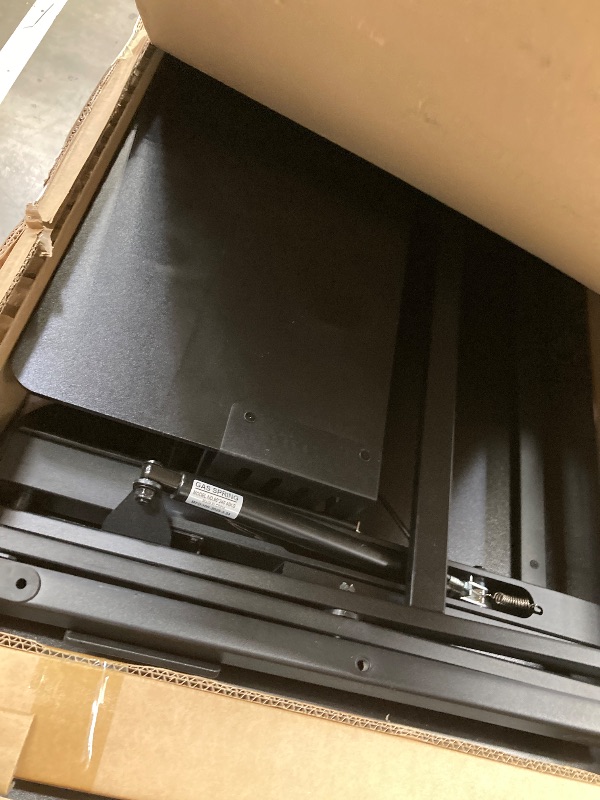 Photo 1 of **LARGE SCRATCH ON TOP***Rocelco 46" Large Height Adjustable Standing Desk Converter - Quick Sit Stand Up Triple Monitor Riser - Tall Gas Spring Assist Computer Workstation - Retractable Keyboard Tray - Black (R DADRB-46)