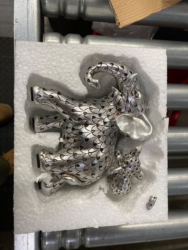 View 2 of ***NEEDS REPAIR***Vintage Silver Elephant Statue.Elephant Figurines Inspiring Good Luck,Health.Unique Elephant Gifts for Women,Moms.Elephant Home Decor Ornaments for Living Room,Bookshelf,Table Centerpiece,Office.***NEEDS REPAIR***