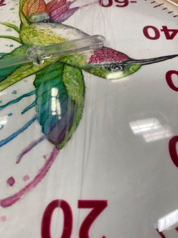 Photo 1 of ***Scratched***Taylor Watercolor Series Rainbow Hummingbird Indoor Outdoor Dial Thermometer, Home Decor for Patio, Pool, or Garage, 13.25inch, White Bezel***Scratched***