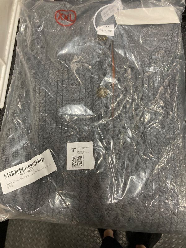 Photo 1 of ***SIZE TAG SAYS XXL BUT THIS ITEM RUNS SMALL* LOOKS LIKE A MEDIUM OR MAYBE A LARGE***Icelandic Sweater Men,Mens Sweater with Elbow Patches,Vintage Pullover Collar Sweater(Dark Gray,XX-Large)***SIZE TAG SAYS XXL BUT THIS ITEM RUNS SMALL* LOOKS LIKE A MEDI