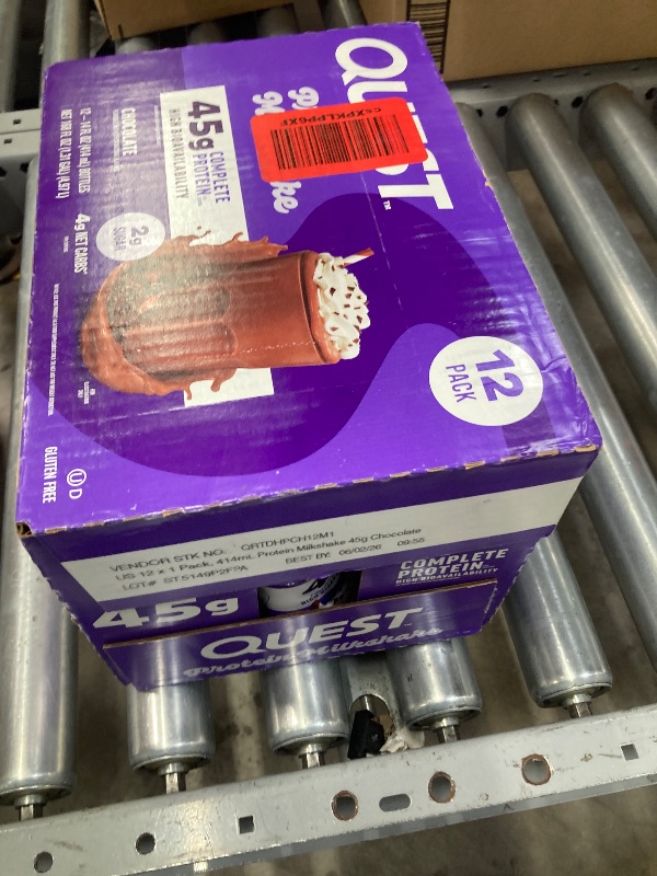 Photo 1 of **BB 6/2/2026****Quest Nutrition Protein Milkshake, Chocolate, 45g Protein, 2g Sugar, High Protein, Low Sugar, Gluten Free, 1 Count