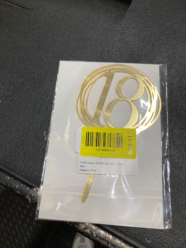 Photo 1 of 1 PCS Happy 18th Birthday Cake Topper, Acrylic Gold Number 18 Cake Decoration,Cheers to 18 Years Birthday Cake Pick 18 Fabulous 18th Anniversary Party Decorations Supplies (Gold)