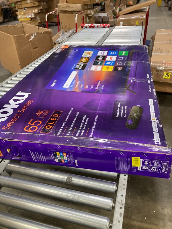 Photo 1 of ***DAMAGE -SCREEN CRACKED -SELLING AS PARTS ONLY*** Roku Smart TV 2026 – 65-Inch Select Series, 4K QLED TV – Roku TV with Voice Remote – Flat Screen QLED Television with Wi-Fi for Streaming Live Local News, Sports, & Movies – Bluetooth Headphone Mode. NO