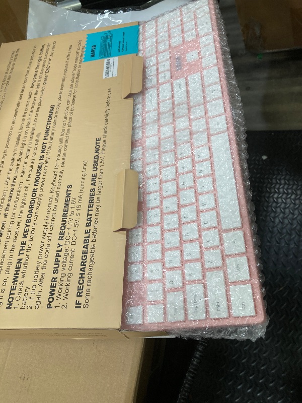 Photo 1 of **NO USB/PARTS ONLY***Wireless Keyboard and Mouse Combo, MARVO 2.4G Ergonomic Wireless Computer Keyboard with Phone Tablet Holder, Silent Mouse with 6 Button, Compatible with MacBook, Windows (Pink)