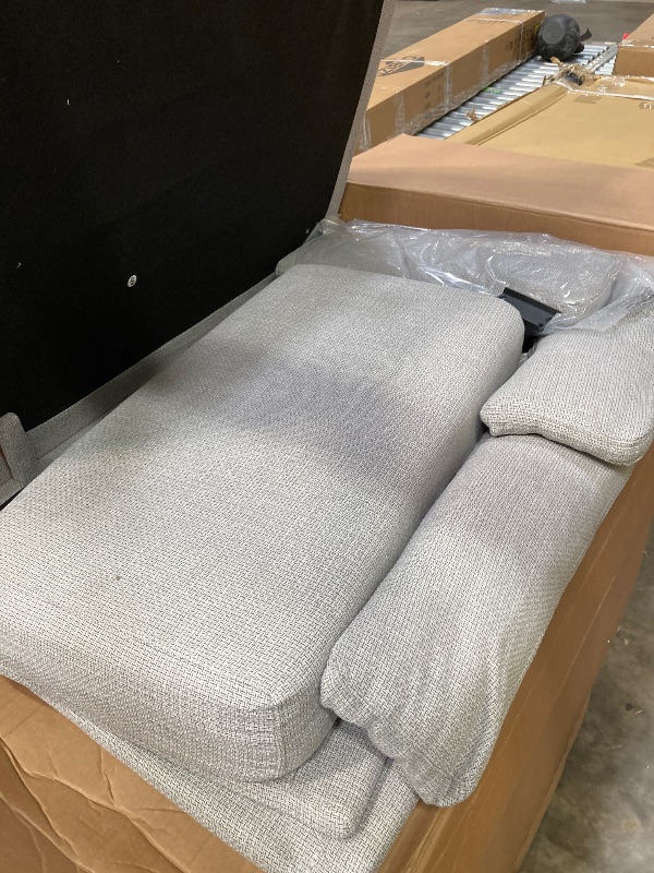 View 2 of ***PARTIAL SET/BOX 1 ONLY***Marsail 89" Couch, 3-Seater Modern Sofa with Deep Seats, Comfy Upholstered Linen Sofas for Living Room, Apartment, Light Grey