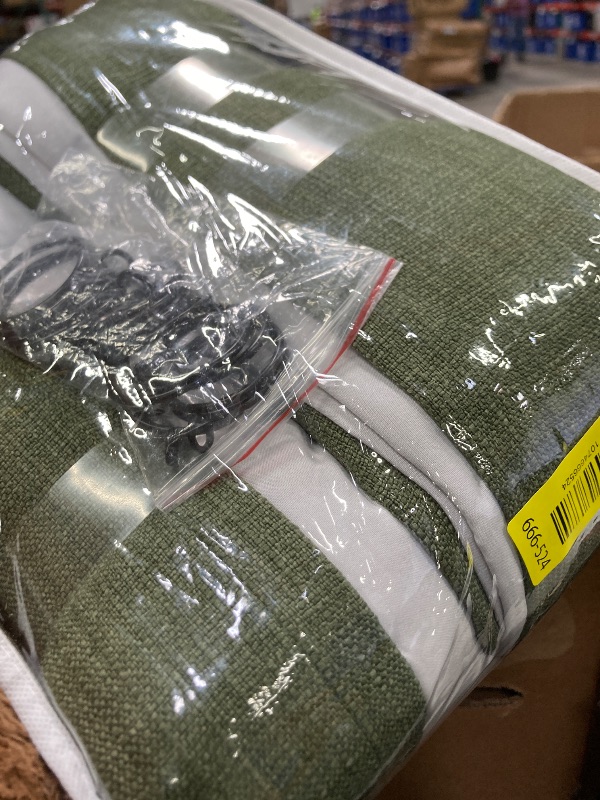 Photo 1 of 102 Inch Linen Pleated Black Out Curtains 2 Panels Set for Bedroom Living Room Darkening 100% Blackout Memory Trained Farmhouse Rustic Farmhouse Pinch Pleat Window Curtain Olive Green 102 Inch Length