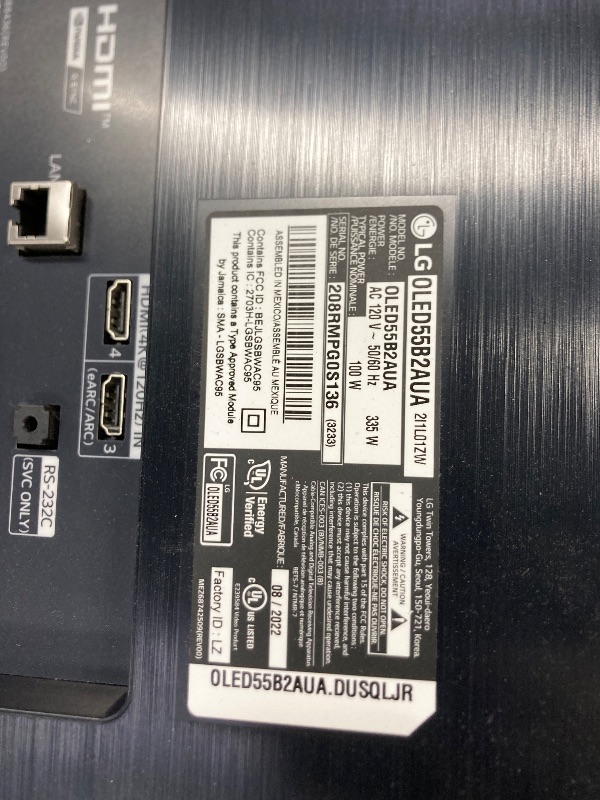 Photo 1 of ***Screen is Damage, selling for parts only***LG 55-Inch Class OLED AI 4K B5 Series Smart TV w/Dolby Atmos, Dolby Vision, HDR10, AI Super Upscaling 4K, Filmmaker Mode, Wow Orchestra, Alexa Built-in (OLED55B5PUA.AUSZ, 2025)