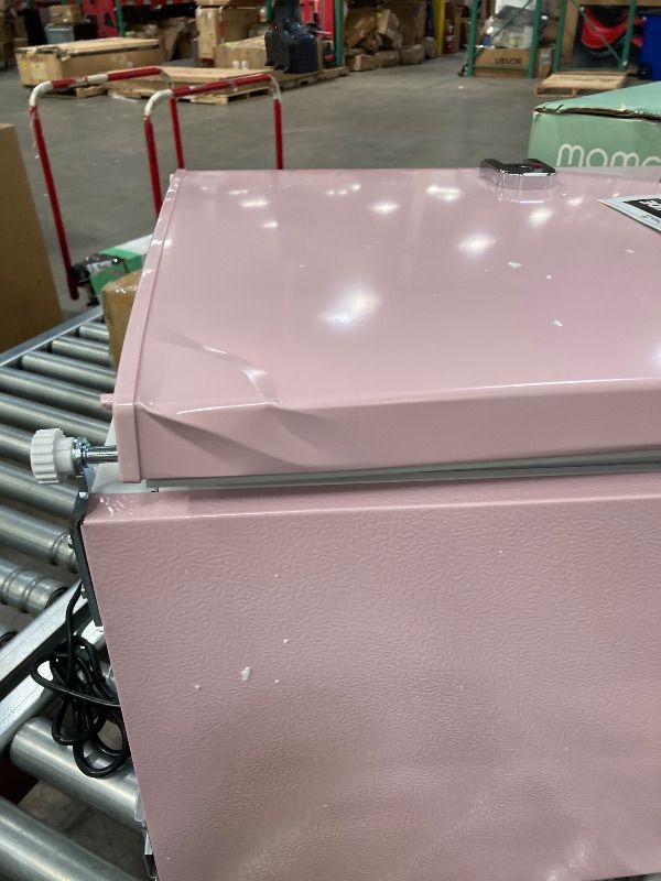 Photo 1 of **DAMAGED DOOR HANDLE AND HINGES***Frigidaire EFR176 1.6 cu. ft. Retro Bar Fridge with Side Bottle Opener (Pink)