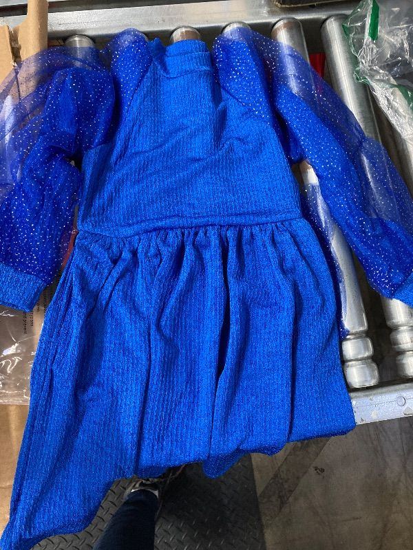 View 2 of **DIFFERENT COLOR BLUE***Arshiner Girls Mesh Dress Long Sleeve Tulle Sparkle Glitter Polka Dot Party Holiday Dresses Kids Clothes  SIZE 8-9 YEARS