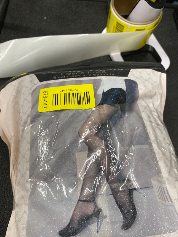 View 2 of ***PACK OF 3***Welvgnnce Fleece Lined Tights Sheer Women - Fake Translucent Warm Pantyhose Leggings Sheer Thick Tights for Winter Black