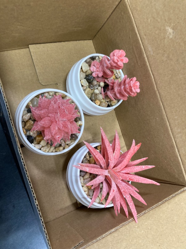 View 1 of Succulents Plants Artificial in Pots Small Fake Plants for Girls Pink Room Decor Office Desk Accessories for Women