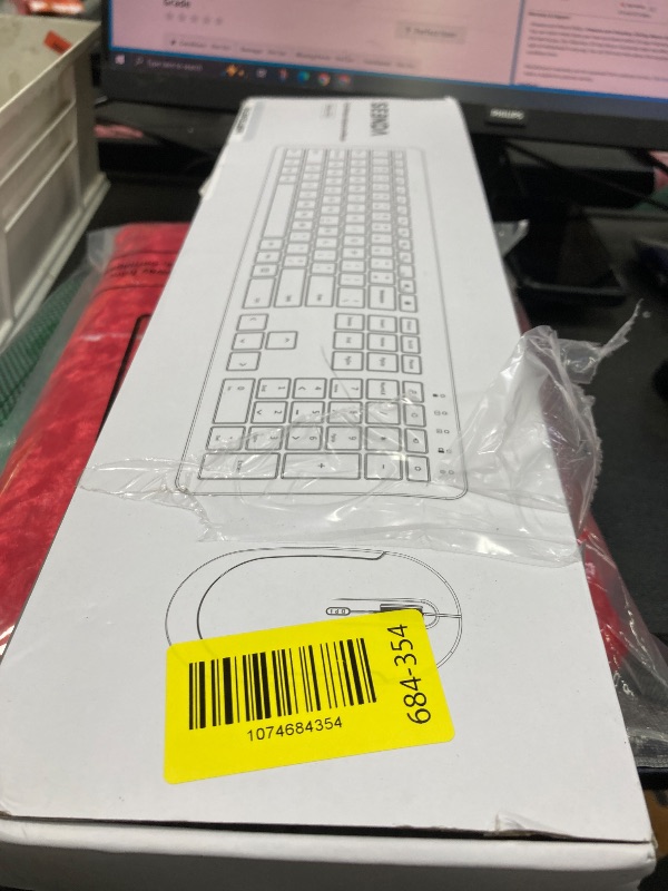 Photo 1 of ***Missing USB***Wireless Keyboard and Mouse Combo - Full Size Slim Thin Wireless Keyboard Mouse with Numeric Keypad 2.4G Stable Connection Adjustable DPI (White & Silver)***Missing USB***