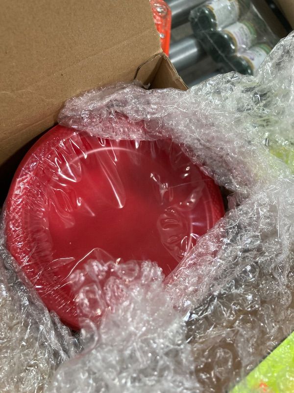 Photo 1 of ***OPEN BOX -SOME MISSING SELLING AS IS -SEE ALL PHOTOS*** Mimorou 400 Pcs Red Plates 6 Inch Red Round Disposable for All Occasions Cake Plates Bulk for Special Events Wedding Birthday Travel Appetizer Party Supplies