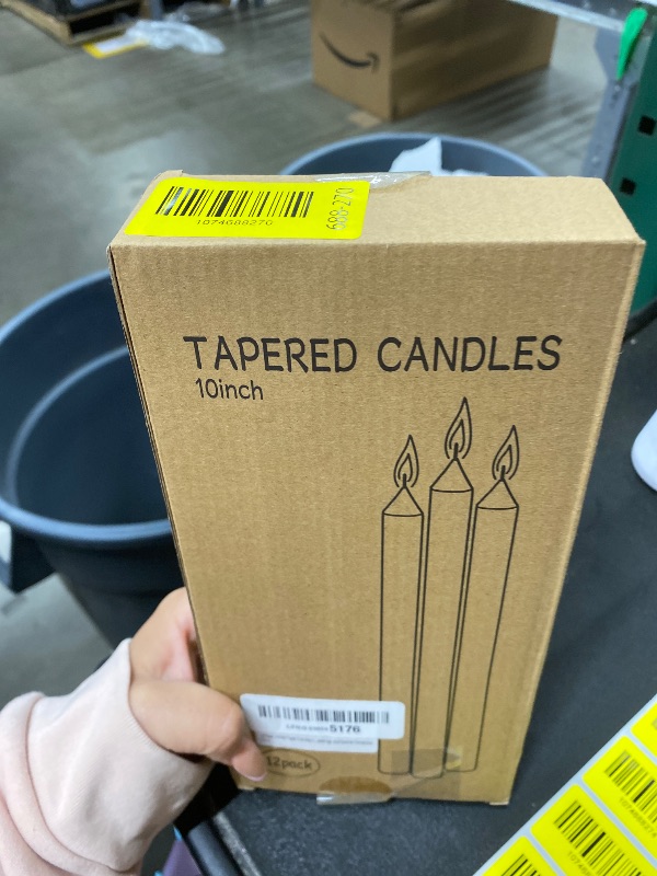 Photo 1 of 12 Pack White Taper Candles 10 inch - Taper Candles Dripless, Smokeless, Unscented - 8 Hours Long Burning - Hand Poured Tall Candlesticks - Perfect for Home Decor, Weddings, and Special Occasions
