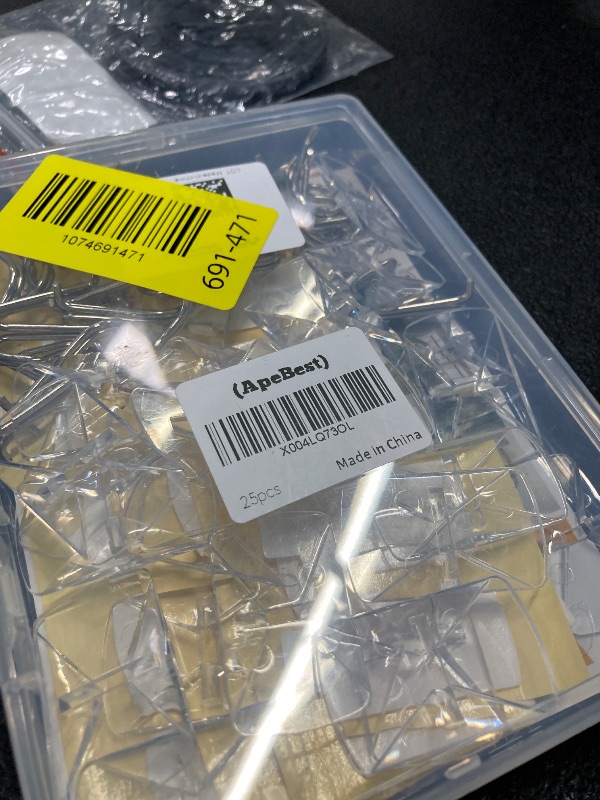 Photo 1 of (ApeBest) Wire Toggle Hooks with Adhesive Strips: 25 Pack Small Clear Damage Free Hanging Hook - Waterproof Sticky Utility Removable Mini Wall Hooks for Key Dorm Kitchen Home Office Christmas Decor