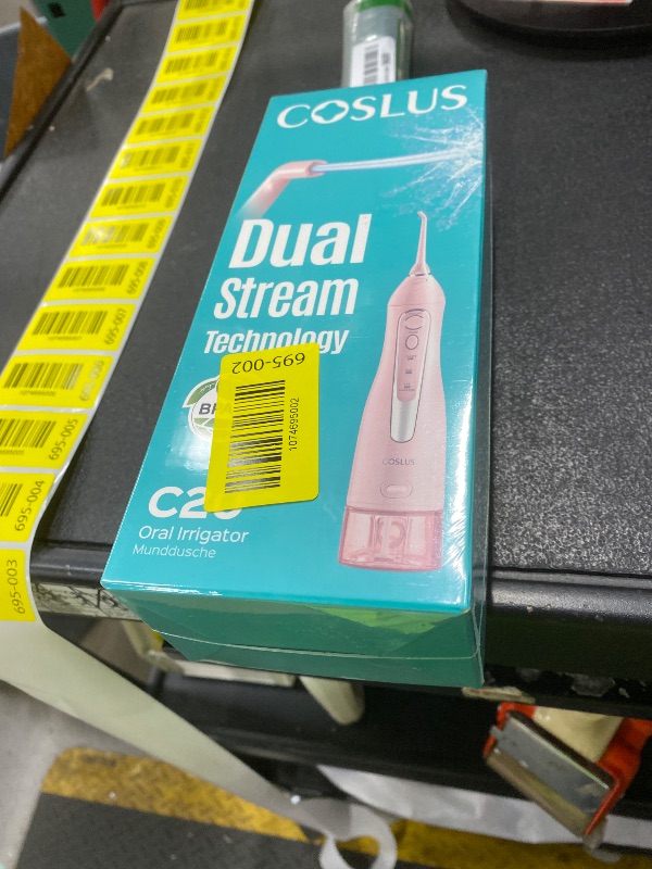 Photo 1 of ***Factory seal****

COSLUS Water Dental Flosser Teeth Pick C20: Portable Cordless Oral Irrigator 300ML Rechargeable Travel Irrigation Cleaner IPX7 Waterproof Electric Flossing Machine for Teeth Cleaning, Pink