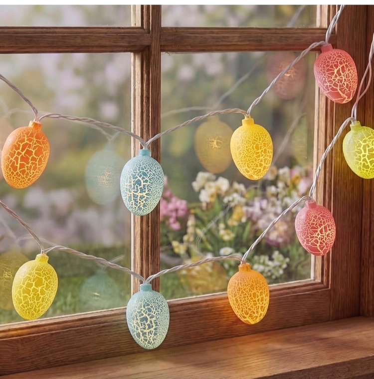 Photo 1 of ***One egg damage***8.5Ft Easter Egg String Lights Outdoor, Easter Decorations String Lights with 10 LED Colorful Cracked Egg Lights Plug in, Hanging Pastel Easter Light for Spring Garland Party Yard Home Window Decor***One egg damage***