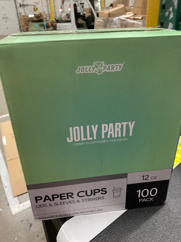 Photo 1 of [100 Pack] 12 oz Paper Coffee Cups, Disposable Paper Coffee Cup with Lids, Sleeves, and Stirrers, Hot/Cold Beverage Drinking Cup for Water, Juice or Tea, Suitable for Home, Shops and Cafes