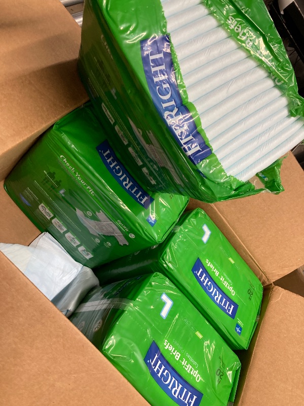 Photo 1 of *One is open but new* FitRight Adult Diapers, Extra+ Heavy Absorbency, L (Waist Size 44in-56in), 80 Count, OptiFit Incontinence Briefs for Men and Women, Disposable, Moisture-Wicking, Leak Protection. (4 count)