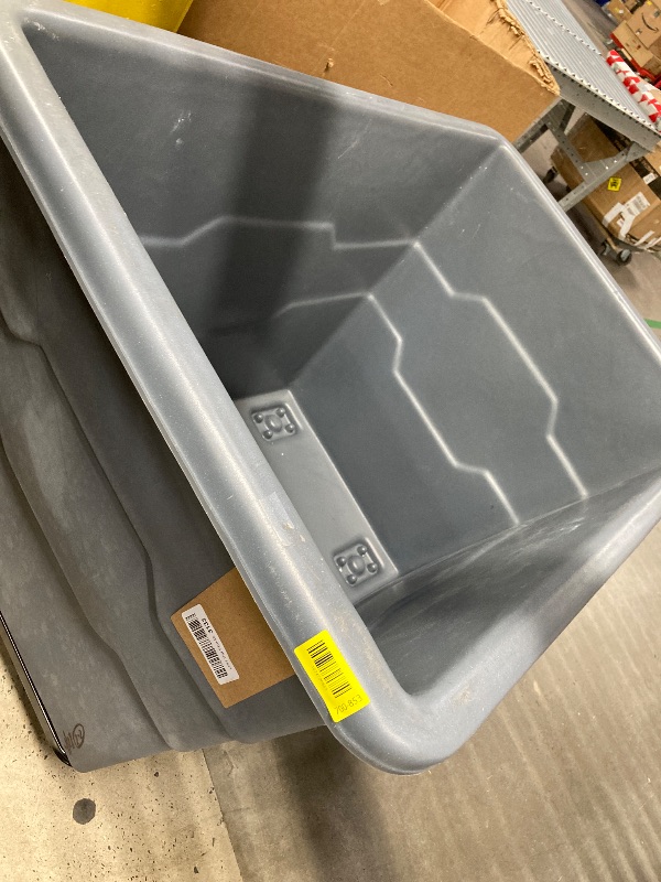 Photo 1 of *Used/Scratches* ReadySpace Commercial 16 Bushel Utility Cart with Steel Base, Poly Box Basket Truck, Laundry Cart, and Rolling Trash Bin, 47-Inch x 34.75-Inch x 35.5-Inch, 1000 Pound Weight Capacity, Gray