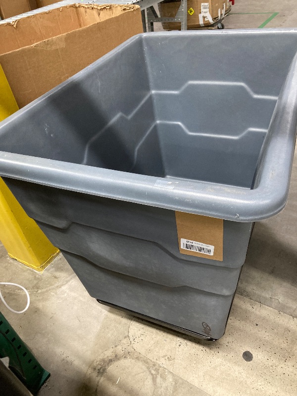 Photo 1 of *Used/Scratches* ReadySpace Commercial 16 Bushel Utility Cart with Steel Base, Poly Box Basket Truck, Laundry Cart, and Rolling Trash Bin, 47-Inch x 34.75-Inch x 35.5-Inch, 1000 Pound Weight Capacity, Gray