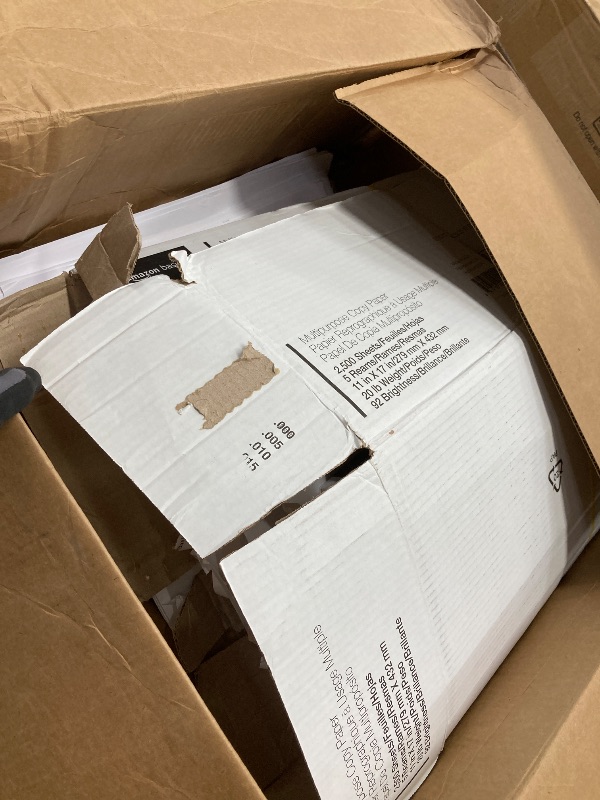 Photo 1 of *Paper may be damaged* Amazon Basics Multipurpose Copy Printer Paper, 20 lb, 8.5 x 11 Inches, 10 Reams (5,000 Sheets), 92 Bright White
