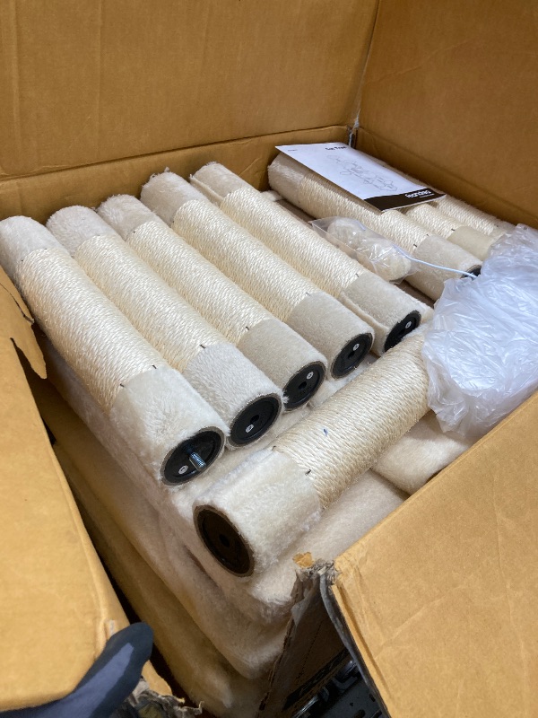 Photo 1 of *Box damaged* Feandrea Cat Tree, 81.1-Inch Large Cat Tower, Multi-Level Plush Condo with 13 Scratching Posts, 2 Perches, 2 Caves, Basket, Hammock, Pompoms, Beige UPCT190M01