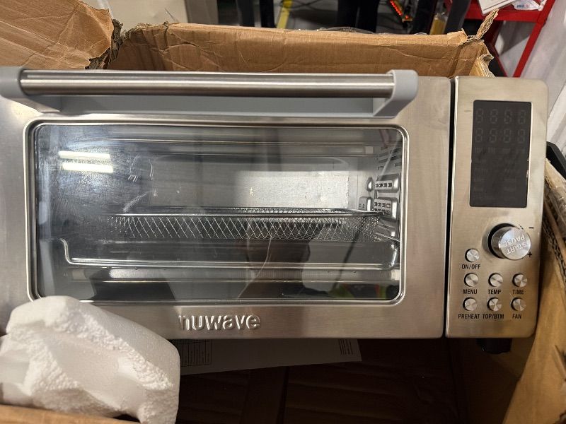 Photo 1 of ***UPDATED 6/28 AS IS/ NO RETURNS - SALE FINAL - FOR PARTS ONLY***Nuwave Bravo Air Fryer Toaster Smart Oven, 10-in-1 Countertop Convection, 1800 Watts, 21-Qt Capacity, 50°-450°F Temp Controls, Top and Bottom Heater Adjustments 0%-100%, PFAS Free, Stainles