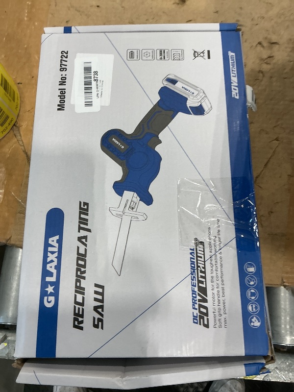 Photo 1 of [MAJOR DAMAGE] G LAXIA Cordless Reciprocating Saw, 20V Reciprocating Saw with 4.0Ah Battery and Charger, Tool-Free Blade Change, 3Pcs Blades for Wood, Soft Metal, PVC Pipe Cutting