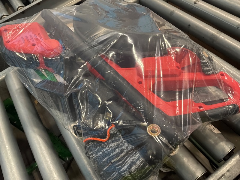 Photo 1 of [Needs repairs] 6000mAh Electric Weed Eater Battery Powered,12? Brushless Electric Weed Wacker Cordless Wheeled String Trimmer,4 in 1 Grass Trimmer/Brush Cutter/Grass Edger/Weed Trimmer 5 Blade, 2 Battery (Red)
