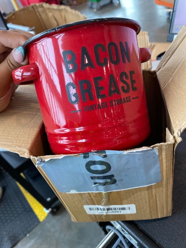 Photo 1 of **MISSING PARTS**
ONEARF Bacon Grease Container with Strainer - Large 46OZ Red Kitchen Oil Storage Can, Food Saver Bin with Lid | Farmhouse Cooking Pot Keeper Collector, Dishwasher Safe - Red