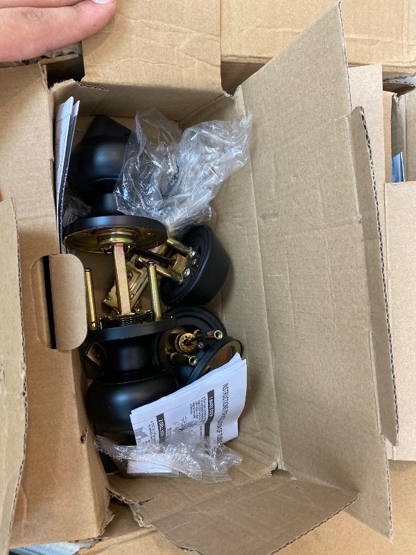 Photo 1 of [NO KEYS!!] AEEKEL Exterior Door Knob with Lock and Key, 3 Pack Keyed Alike Entry Door Knob for Front Door Lock Set, Matte Black Exterior Door Knob and Single Cylinder Deadbolt Set