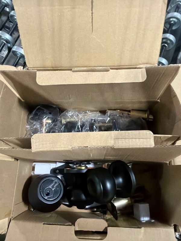 Photo 1 of [NO KEYS!!] AEEKEL Exterior Door Knob with Lock and Key, 3 Pack Keyed Alike Entry Door Knob for Front Door Lock Set, Matte Black Exterior Door Knob and Single Cylinder Deadbolt Set