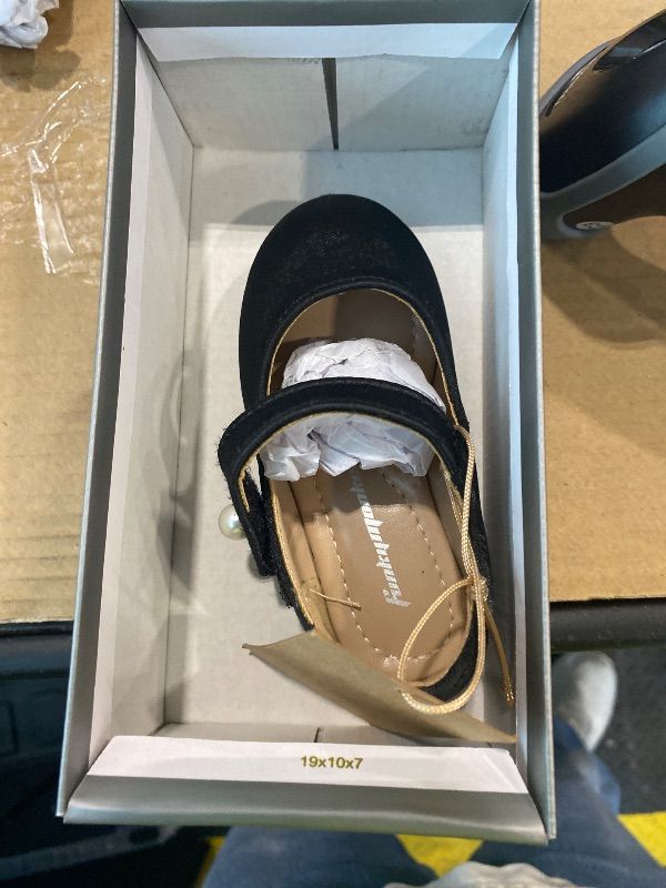 Photo 1 of [PARTIAL SET, ONE SHOE] FUNKYMONKEY Toddler/Little Girl Mary Jane Dress Shoes Casual Slip on Ballet Flat (11 Little Kid, Black Stain)