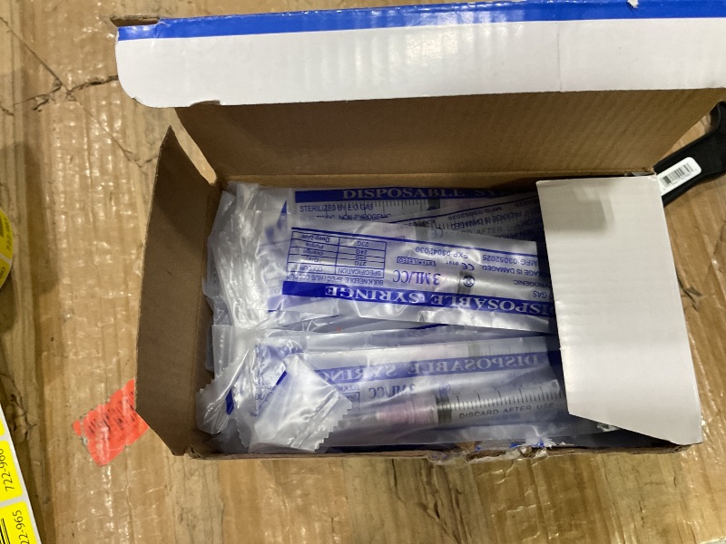 Photo 1 of 100 Pack 3ml 3cc Plastic Luer Lock Syringe with 18Gauge and Cap, Individually Sealed Wrapped, for Scientific Labs, Measuring Liquid, Refilling or Dispensing