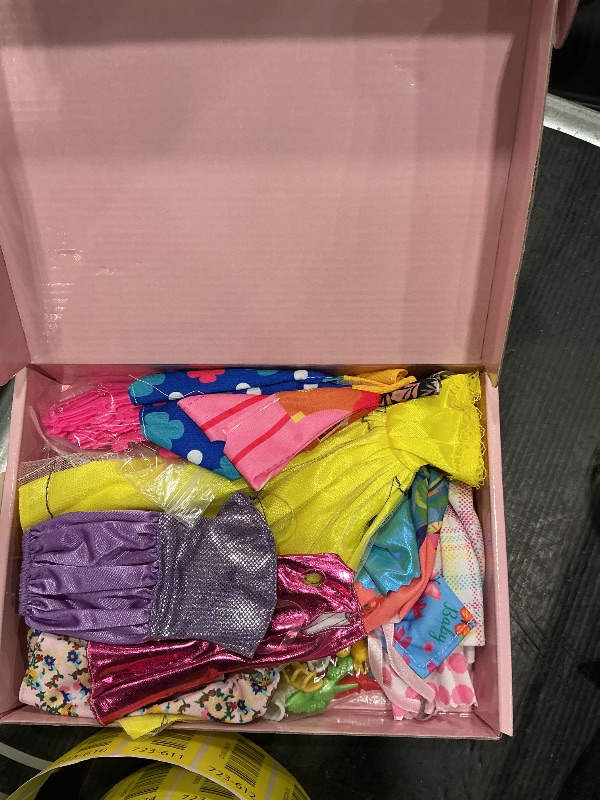 Photo 1 of ?195 Pcs Doll Clothes and Accessories Kit, Include Princess Gowns, Fashion Skirt, Slip Dresses, Tops, Pants, Bikini Swimsuits, Shoes, Crowns, Necklaces, Glasses, Hangers in Gift Box for 11"-12" Dolls