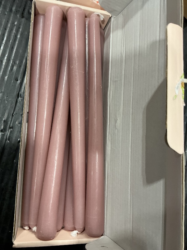 Photo 1 of 10 Inch Dusty Rose Taper Candles for Home Decoration, 10 Pack Unscented Candlesticks for Dinner Wedding Party, Smokeless and Dripless Candle Sticks
