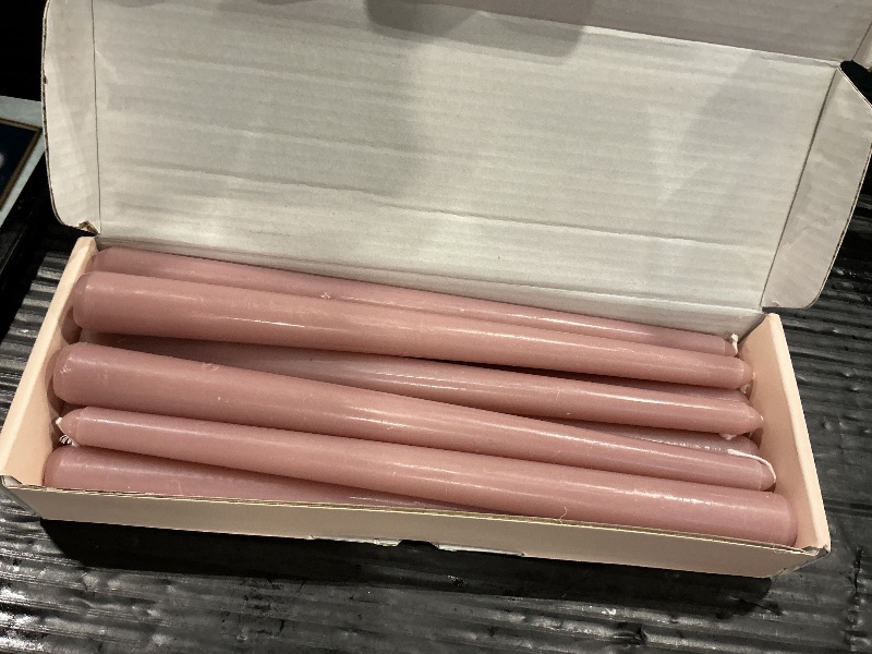 Photo 1 of 10 Inch Dusty Rose Taper Candles for Home Decoration, 10 Pack Unscented Candlesticks for Dinner Wedding Party, Smokeless and Dripless Candle Sticks